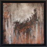 Œuvre de 30 x 30 cm, technique mixte/toile. ( Encadrement noir de 34 x 34 cm _ 4 cm d'épaisseur.) Layla Rougan-Artiste Peintre Abstrait – Abstraction Black & White