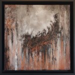 Œuvre de 30 x 30 cm, technique mixte/toile. ( Encadrement noir de 34 x 34 cm _ 4 cm d'épaisseur.) Layla Rougan-Artiste Peintre Abstrait – Abstraction Black & White
