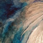 Bleu Solaire - détail - 120 x 60 cm -technique mixte, acrylique, huile et pigments d'argent/ toile de lin française.