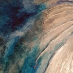 Bleu Solaire - détail - 120 x 60 cm -technique mixte, acrylique, huile et pigments d'argent/ toile de lin française.