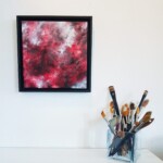 30 x 30 cm ( encadrée ) Layla Rougan-Artiste Peintre Abstrait – Abstraction Rouge