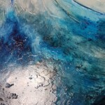 Bleu Solaire - détail - 120 x 60 cm -technique mixte, acrylique, huile et pigments d'argent/ toile de lin française.