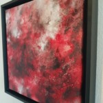 30 x 30 cm (encadrée) Layla Rougan-Artiste Peintre Abstrait – Abstraction Rouge
