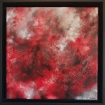 Œuvre de 30 x 30 cm, technique mixte/toile. ( Encadrement noir de 34 x 34 cm _ 4 cm d'épaisseur.) Layla Rougan-Artiste Peintre Abstrait – Abstraction Rouge