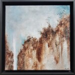 Œuvre de 30 x 30 cm, technique mixte/toile. (Encadrement noir de 34 x 34 cm _ 4 cm d'épaisseur.)