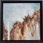 Œuvre de 30 x 30 cm, technique mixte/toile. (Encadrement noir de 34 x 34 cm _ 4 cm d'épaisseur.)